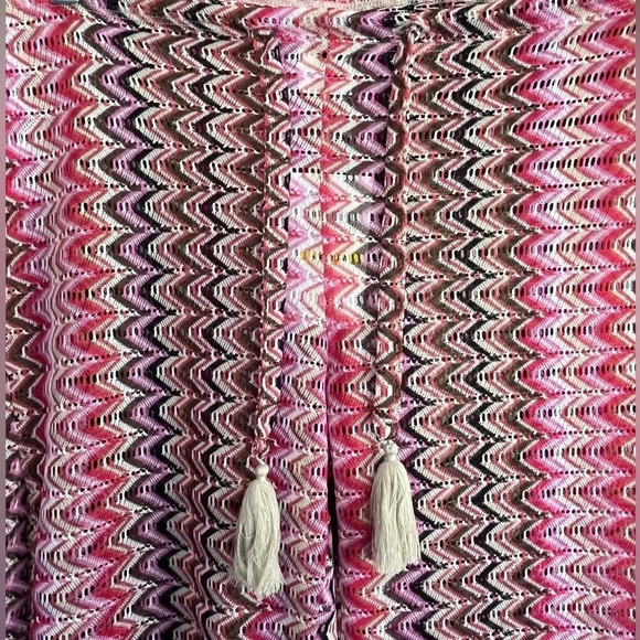 NWT Becca Red, Pink, Black Woven Drawstring Pants With Side Slits Women Size M L - Picture 3 of 9